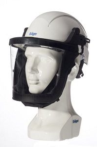 Dräger X-plore 8000 Helm, weiß mit Visier aus Polykarbonat, hochklappbar, Schutzklasse TH2